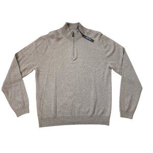 Mette 1/4 Zip Mens XXL Tan Beige NWT 100% Cashmere